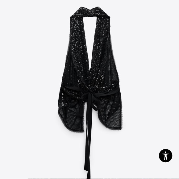 ZARA SEQUIN HALTER TOP - Picture 9 of 10